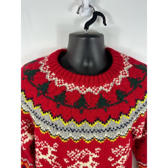 Vintage Alcott & Andrews Wool Knit Fair Isle Reindeer Sweater Chunky Size Small - Picture 7 of 8